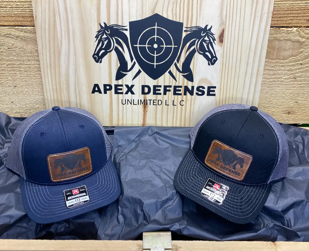 Navy/Gray Trucker Hat - Leather Logo